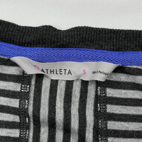 Athleta Topanga Ruched Dress Gray Striped - Picture 3 of 8